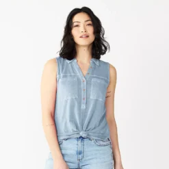 Women's Sonoma Goods For Life® Popover V-neck Utility Tank -Outlet Clothiza Store 5522895 Dusty Blue