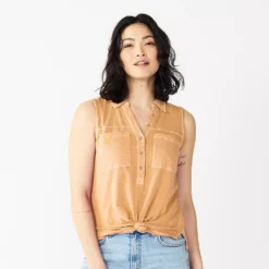 Women's Sonoma Goods For Life® Popover V-neck Utility Tank -Outlet Clothiza Store 5522895 Peach