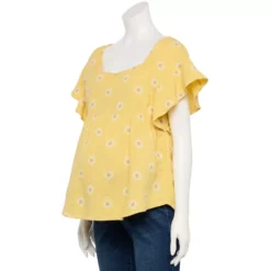 Maternity Sonoma Goods For Life® Squareneck Ruffle Top -Outlet Clothiza Store 5525569 Yellow Floral
