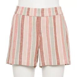 Women's Sonoma Goods For Life® 5" Pull-On Easy Shorts -Outlet Clothiza Store 5526329 Mauve Multi Stripe