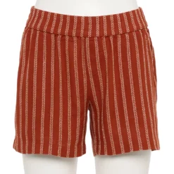Women's Sonoma Goods For Life® 5" Pull-On Easy Shorts -Outlet Clothiza Store 5526329 Rust Stripe