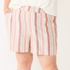 Plus Size Sonoma Goods For Life® Easy Pull-On Shorts -Outlet Clothiza Store 5526465 Mauve Multi Stripe