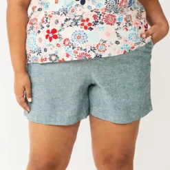 Plus Size Sonoma Goods For Life® Easy Pull-On Shorts -Outlet Clothiza Store 5526465 Nostalgic Green