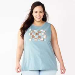 Plus Size Sonoma Goods For Life® Graphic Muscle Tank -Outlet Clothiza Store 5529302 Blue Record