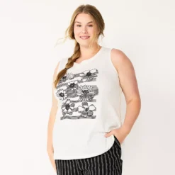 Plus Size Sonoma Goods For Life® Graphic Muscle Tank -Outlet Clothiza Store 5529302 Floral Stripe