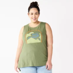 Plus Size Sonoma Goods For Life® Graphic Muscle Tank -Outlet Clothiza Store 5529302 Olive Horizon