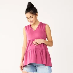 Maternity Sonoma Goods For Life® Tiered Ruffle Neck Top -Outlet Clothiza Store 5530140 Mauve