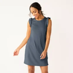 Women's Sonoma Goods For Life® Ruffle Sleeveless Knit Dress -Outlet Clothiza Store 5535468 Navy
