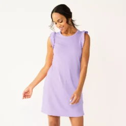 Women's Sonoma Goods For Life® Ruffle Sleeveless Knit Dress -Outlet Clothiza Store 5535468 Purple