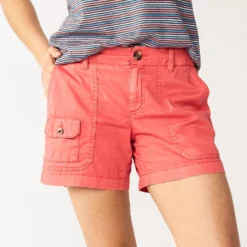 Women's Sonoma Goods For Life® Comfort Waist 5" Utility Shorts -Outlet Clothiza Store 5542176 Coral