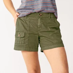 Women's Sonoma Goods For Life® Comfort Waist 5" Utility Shorts -Outlet Clothiza Store 5542176 Olive