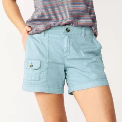 Women's Sonoma Goods For Life® Comfort Waist 5" Utility Shorts -Outlet Clothiza Store 5542176 Pelican Blue