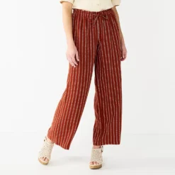 Women's Sonoma Goods For Life® Wide-Leg Linen Blend Pants -Outlet Clothiza Store 5545402 Cinnamon Stripe