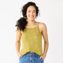 Women's Sonoma Goods For Life® Squareneck Camisole -Outlet Clothiza Store 5546411 Lime Geo Print
