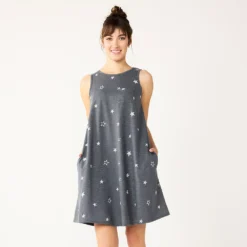 Women's Sonoma Goods For Life® Sleeveless Swing Dress -Outlet Clothiza Store 5546448 Gray Stars