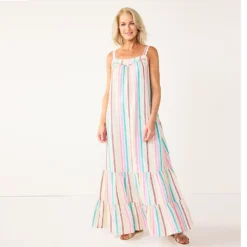 Women's Sonoma Goods For Life® Tiered Maxi Dress -Outlet Clothiza Store 5547161 Multi Color Stripe