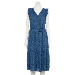 Women's Sonoma Goods For Life® Ruffle Midi Dress -Outlet Clothiza Store 5547162 Navy Floral