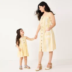 Women's Sonoma Goods For Life® Print Button-Front Tank Dress -Outlet Clothiza Store 5547163 Yellow Stripe