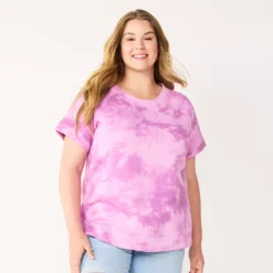 Plus Size Sonoma Goods For Life® Short-Sleeve Fleece Sweatshirt -Outlet Clothiza Store 5550378 Purple Dye