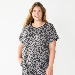 Plus Size Sonoma Goods For Life® Essential Short Sleeve Pajama Top -Outlet Clothiza Store 5553637 Animal