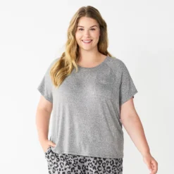 Plus Size Sonoma Goods For Life® Essential Short Sleeve Pajama Top -Outlet Clothiza Store 5553637 Grey