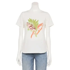 Women's Sonoma Goods For Life® Summer Graphic Tees -Outlet Clothiza Store 5558324 Cream Tropical Palm