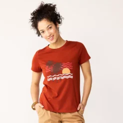 Women's Sonoma Goods For Life® Summer Graphic Tees -Outlet Clothiza Store 5558324 Dark Rust Palm Scene