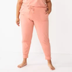 Plus Size Sonoma Goods For Life® Essential Banded Bottom Pajama Pants -Outlet Clothiza Store 5558717 Natural Coral