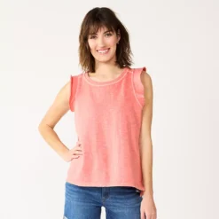 Petite Sonoma Goods For Life® French Terry Flutter-Sleeve Top -Outlet Clothiza Store 5568468 Coral