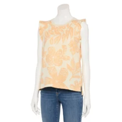 Petite Sonoma Goods For Life® French Terry Flutter-Sleeve Top -Outlet Clothiza Store 5568468 Coral Floral