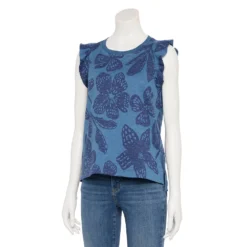 Petite Sonoma Goods For Life® French Terry Flutter-Sleeve Top -Outlet Clothiza Store 5568468 Navy Floral