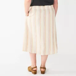 Plus Size Sonoma Goods For Life® Vented Button-Front Midi Skirt -Outlet Clothiza Store 5570625 ALT
