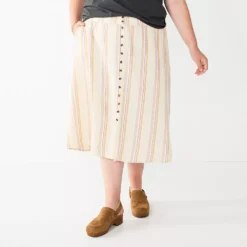Plus Size Sonoma Goods For Life® Vented Button-Front Midi Skirt