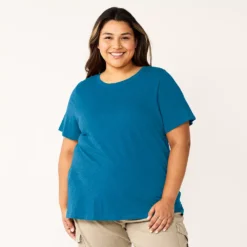 Petite Plus Size Sonoma Goods For Life® Crewneck Tee -Outlet Clothiza Store 5572597 Blue Teal