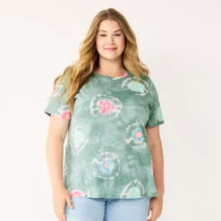 Petite Plus Size Sonoma Goods For Life® Crewneck Tee -Outlet Clothiza Store 5572597 Gray Circle Dye