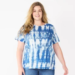 Petite Plus Size Sonoma Goods For Life® Crewneck Tee -Outlet Clothiza Store 5572597 Indigo Tie Dye