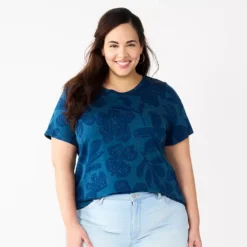 Petite Plus Size Sonoma Goods For Life® Crewneck Tee -Outlet Clothiza Store 5572597 Navy Tropical Floral