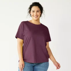 Petite Plus Size Sonoma Goods For Life® Crewneck Tee -Outlet Clothiza Store 5572597 Plum