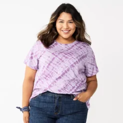 Petite Plus Size Sonoma Goods For Life® Crewneck Tee -Outlet Clothiza Store 5572597 Violet Diagonal Dye