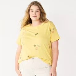 Petite Plus Size Sonoma Goods For Life® Crewneck Tee -Outlet Clothiza Store 5572597 Yellow Beach Scene