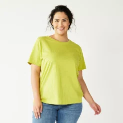 Petite Plus Size Sonoma Goods For Life® Crewneck Tee -Outlet Clothiza Store 5572597 Yellow Green