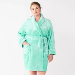 Plus Size Sonoma Goods For Life® Short Plush Robe -Outlet Clothiza Store 5574695 Aqua
