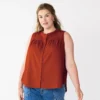 Plus Size Sonoma Goods For Life® Solid Ruffled Button-Front Tank
