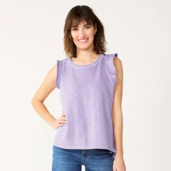 Women's Sonoma Goods For Life® French Terry Flutter-Sleeve Top -Outlet Clothiza Store 5576747 Light Purple