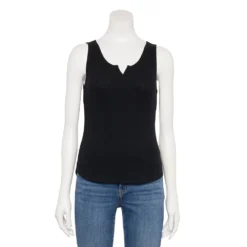 Women's Sonoma Goods For Life® Notchneck Ribbed Tank -Outlet Clothiza Store 5579049 Black