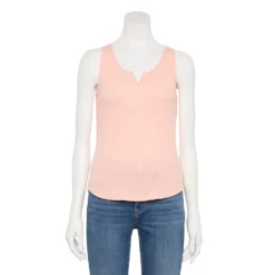 Women's Sonoma Goods For Life® Notchneck Ribbed Tank -Outlet Clothiza Store 5579049 Light Peach
