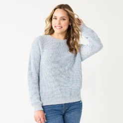 Women's Sonoma Goods For Life® Textured Drop-Shoulder Sweater -Outlet Clothiza Store 5579623 Blue Marl