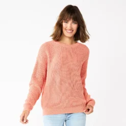 Women's Sonoma Goods For Life® Textured Drop-Shoulder Sweater -Outlet Clothiza Store 5579623 Coral