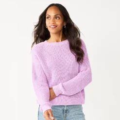 Women's Sonoma Goods For Life® Textured Drop-Shoulder Sweater -Outlet Clothiza Store 5579623 Lavender