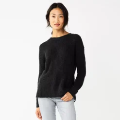 Women's Sonoma Goods For Life® Diamond Stitch Pullover Sweater -Outlet Clothiza Store 5579763 Black